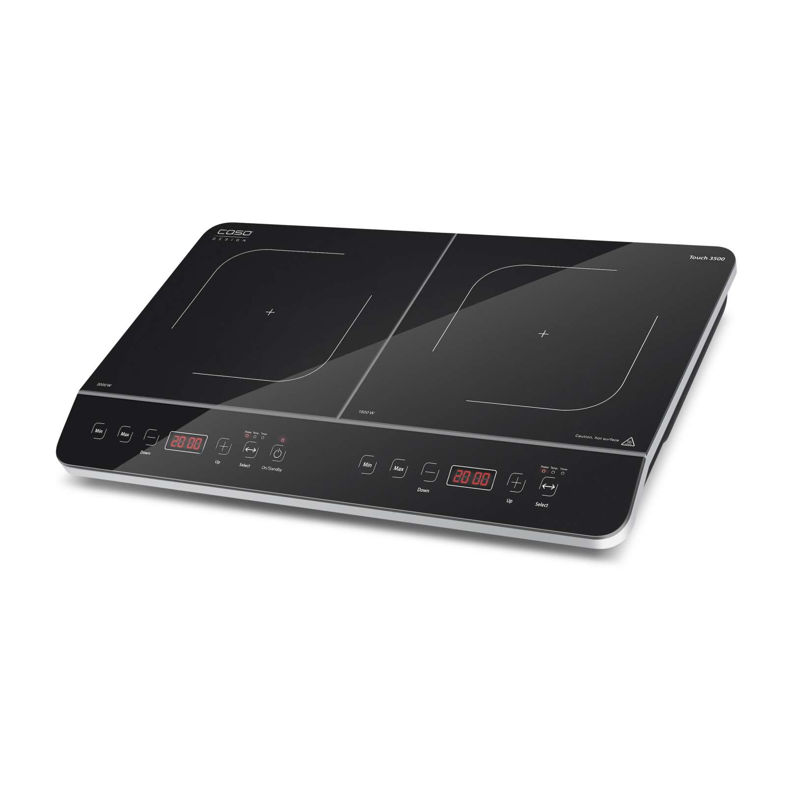 Caso Design Touch 3500 Mobiles Doppelinduktionskochfeld Kochplatte mit 10 Temperaturstufen