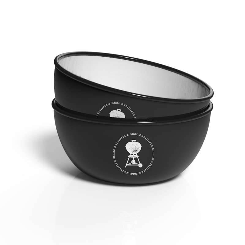 Weber Suppenschüssel 2er-Set je ø 13 cm schwarz mit weißem Kugelgrill