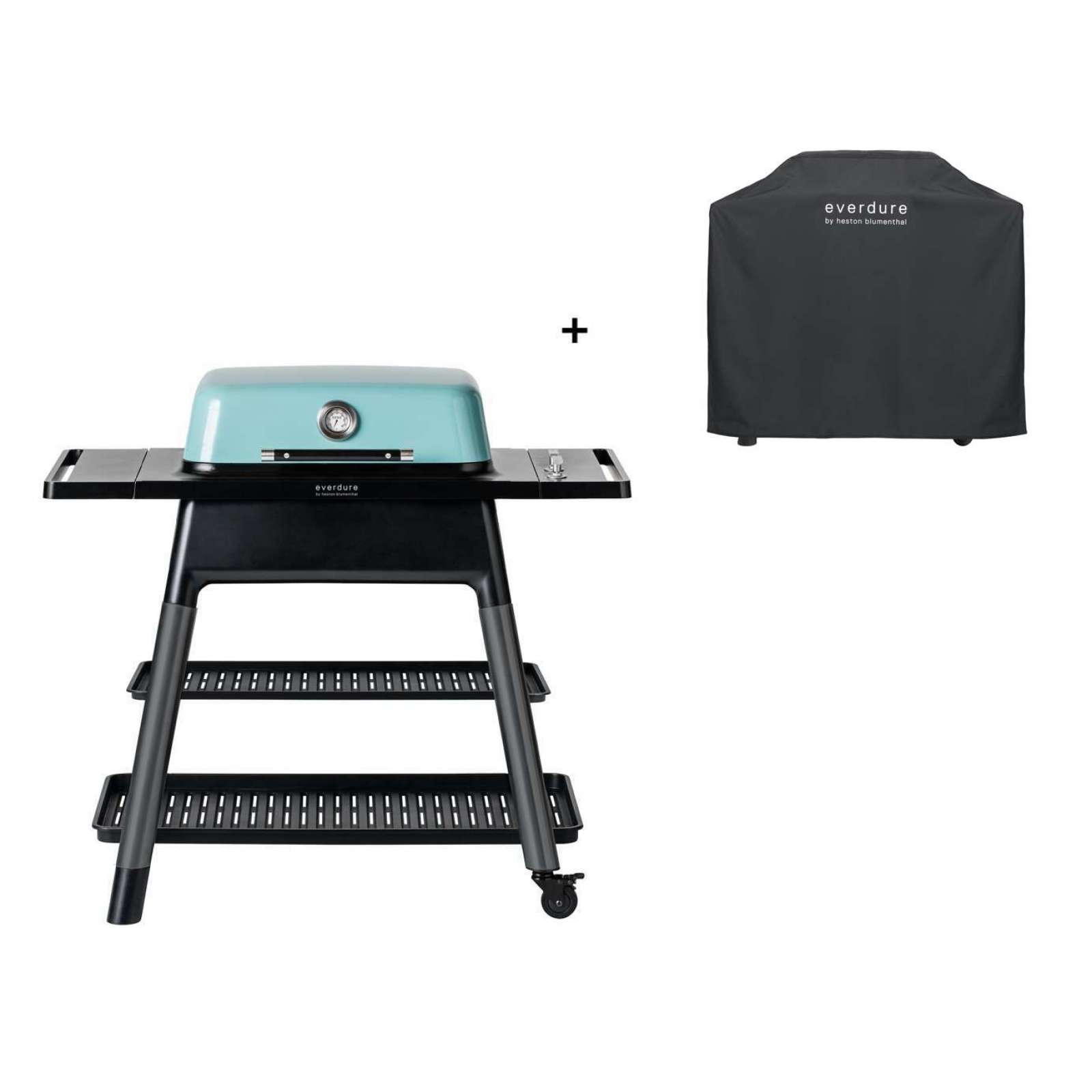 Everdure Force Gasgrill 2-Brenner mit Doppelboden Farbe Mint inkl. Premium Abdeckhaube