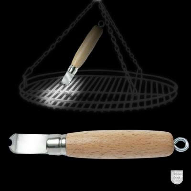Schneider Grillschaber Edelstahl mit Holzgrill für Grillroste Grillrostreiniger