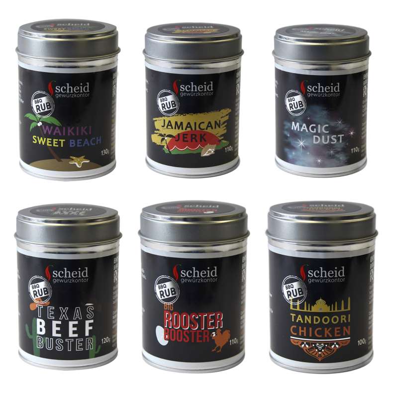 Scheid 6-teiliges BBQ-Rub Gewürz-Set Gewürzmischung
