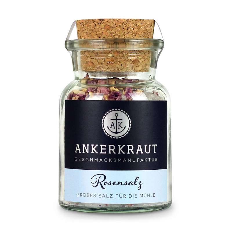 Ankerkraut Rosensalz Korkenglas 130 g grobes Salz für die Mühle Gewürzsalz