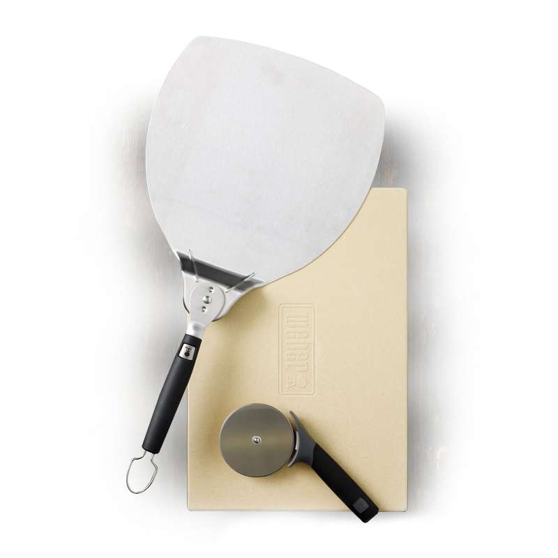 Weber Vorteils-Set Pizzastein Rechteckig 17843 mit Pizzaheber und Pizzaschneider