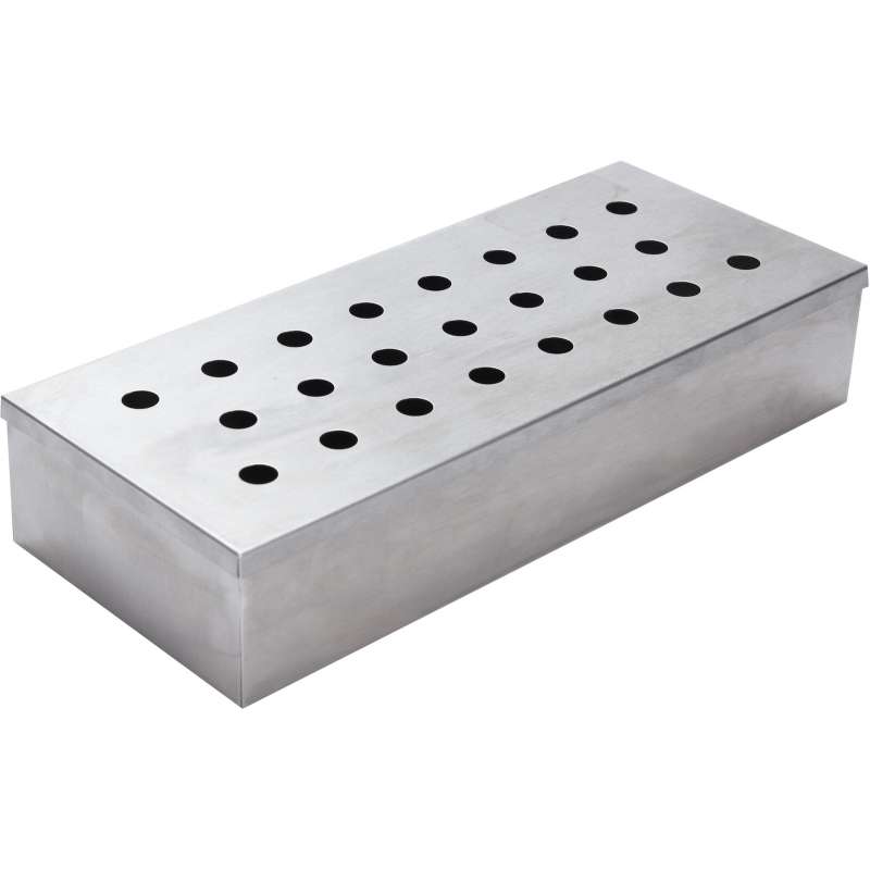 Räucherbox Edelstahl 24 x 10 x 4,5 cm Smoker Box BBQ Grillzubehör Aromabox