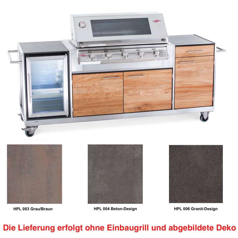 Niehoff Garden Outdoor-Küche Basic ca. 225,5x95,6x55 cm Teak Front HPL Korpus