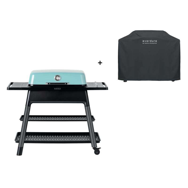Everdure Gasgrill Furnace 3-Brenner Grill Farbe Mint inkl. Premium Abdeckhaube