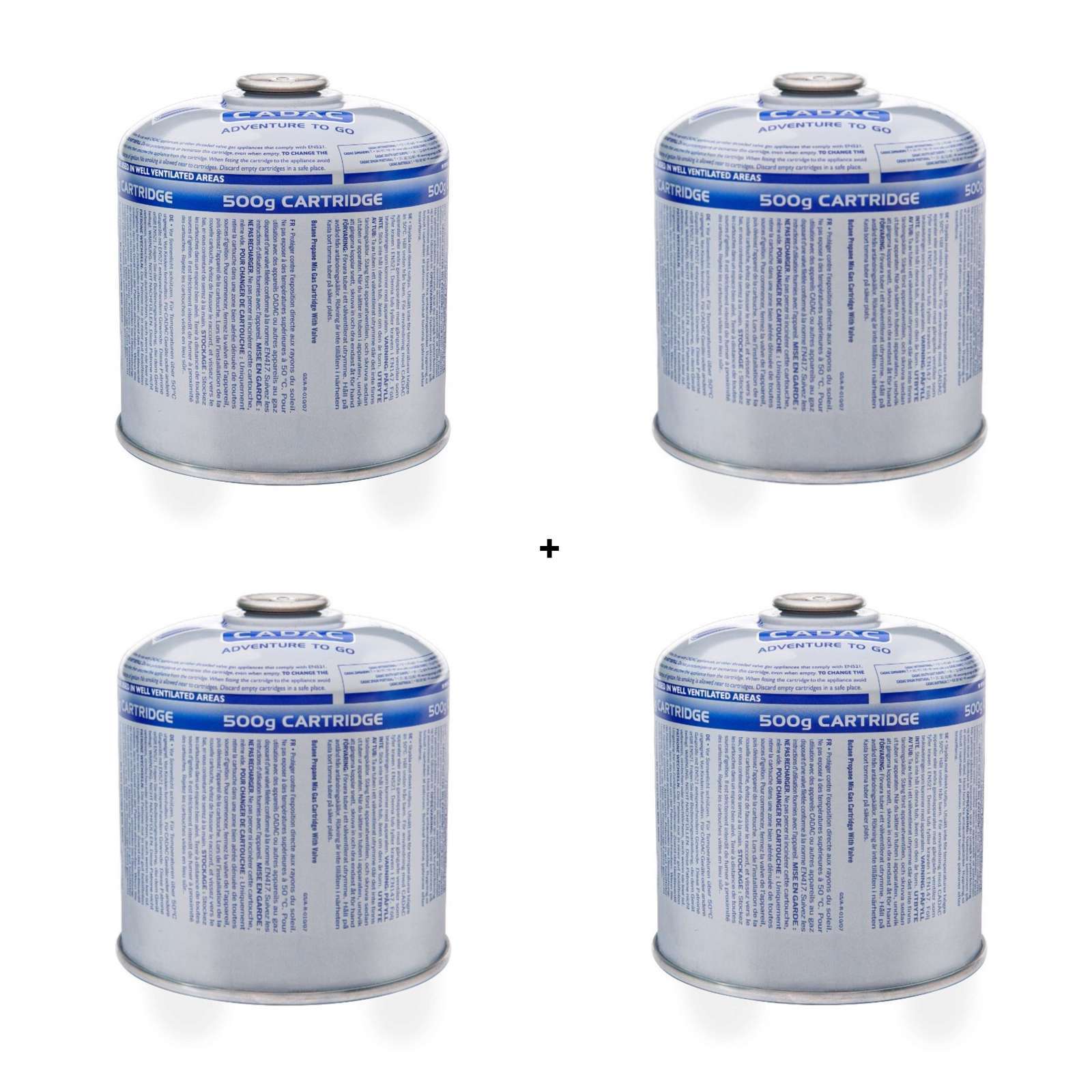 Cadac Gascartridge 4er Vorteils-Set Gaskartusche Button/Propan 500g EN417 CA500-N