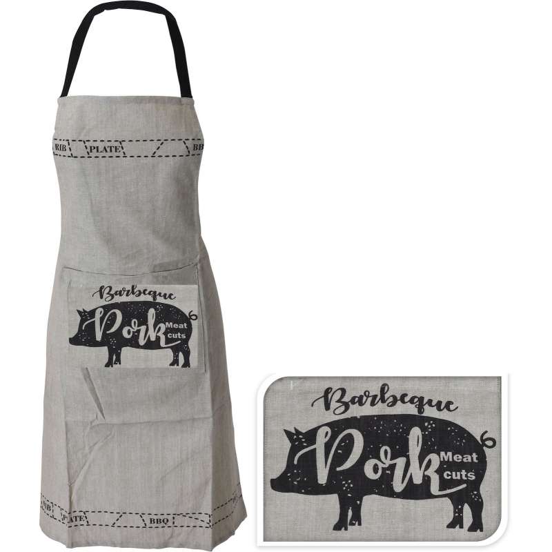 Grillschuerze BBQ 60 x 84 cm Kochschuerze beige Barbeque Pork Kuechenschuerze Gastronomie