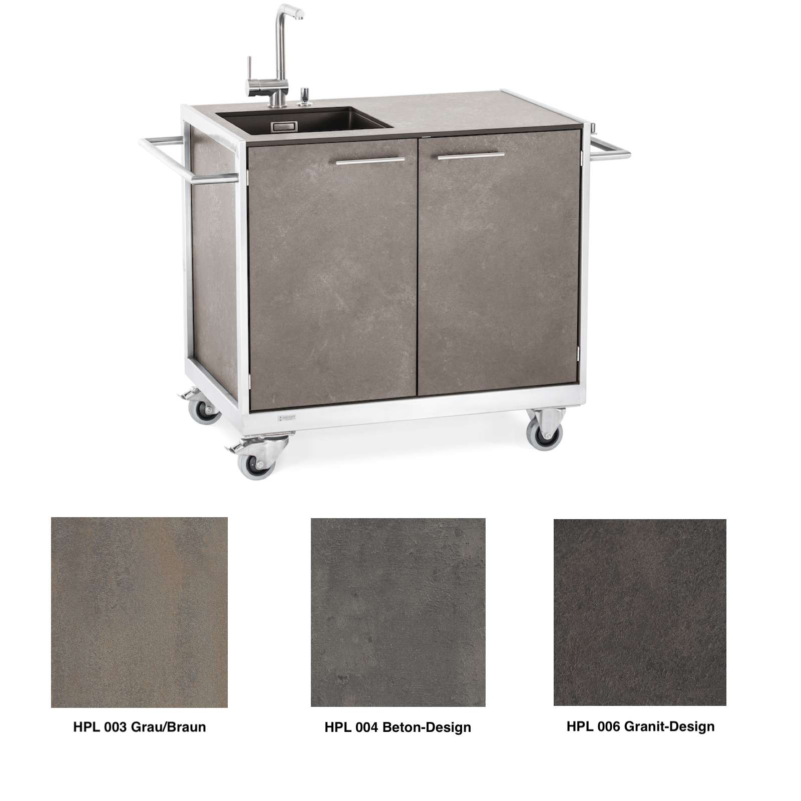 Niehoff Garden Outdoor-Spülstation Pro ca. 123x93x65 cm HPL Front Spülwagen HPL 006 Granit-Design