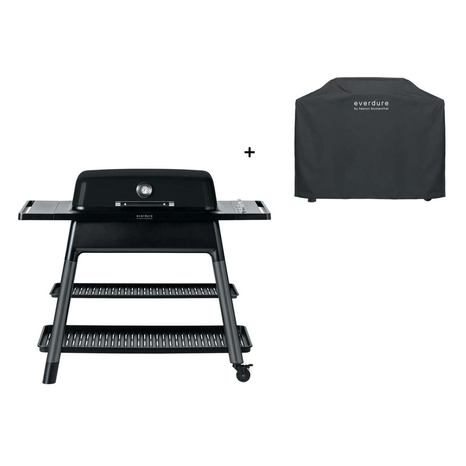 Everdure Furnace Gasgrill 3-Brenner mit Doppelboden Farbe Schwarz inkl. Premium Abdeckhaube