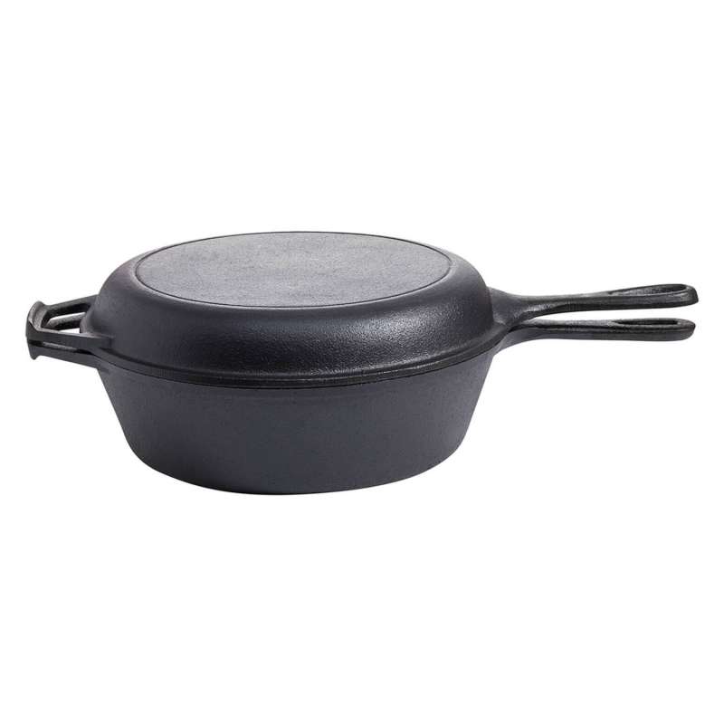 Gusseisenkuss® 2-in-1 Gusstopf mit Pfanne/Deckel Ø 25,5/24,5 cm 3,5/1,5 Liter Gusseisen